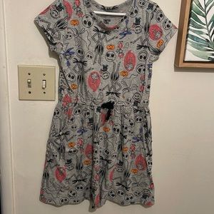 DISNEY SPOTTED ZEBRA NIGHTMARE BEFORE CHRISTMAS DRESS SZ L 10 JACK SALLY